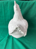 Glossy White Ceramic Rooster Figurine