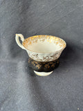 Royal Albert “Regal Series” Black White & Gold Toned Bone China Footed Cup & Saucer