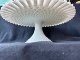 Fenton Style Milk Glass White Ruffled Pedestal Large Cake Stand Plate