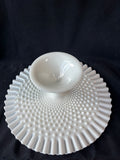 Fenton Style Milk Glass White Ruffled Pedestal Large Cake Stand Plate
