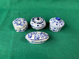 Lot Of 4 Blue And White Ceramic Trinket Boxes
