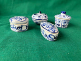 Lot Of 4 Blue And White Ceramic Trinket Boxes