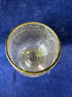 Handblown LaVerrerie De Biot Olive Green Bubbly Goblet