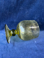 Handblown LaVerrerie De Biot Olive Green Bubbly Goblet