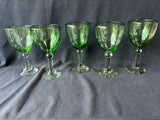 Lot Of 5 Green Glass Goblets (2 Sets Available, Priced Individually) *Read Description*