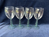 Set Of 4 Libbey Metropolis Spanish Green Bubble Stem Glasses (2 Sets Available, Priced Individually)