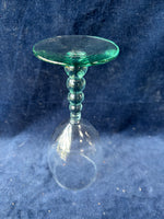 Set Of 4 Libbey Metropolis Spanish Green Bubble Stem Glasses (2 Sets Available, Priced Individually)