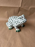 Fishnet Sitting Green/White Frog Hand Painted Andrea By Sadek Figurine