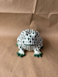 Fishnet Sitting Green/White Frog Hand Painted Andrea By Sadek Figurine