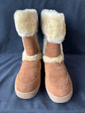 Style & Co Witty Chestnut Suede Snow Boots Faux Fur Lined Pull On Women's Size 9M