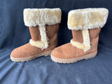 Style & Co Witty Chestnut Suede Snow Boots Faux Fur Lined Pull On Women's Size 9M