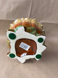 Majolica Style Hummingbird Green Brown Planter Ceramic Basket Art Pottery Bird