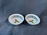 Pair Of Colonial Williamsburg Reticulated Holly Berry Trinket Dishes