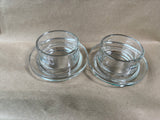 Pair Of Clear Glass Butter Bell Dishes