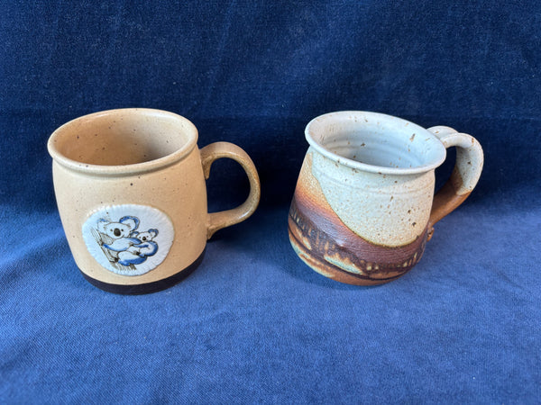 (A)Pair Of Neutral Pottery Mugs