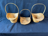 Lot of 3 Handwoven Wicker Baskets with Handles