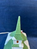 (B) Department 56  “Shops Of Dickens Village” New England Village Steeple Church, Light Works