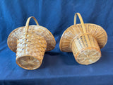 Lot of 3 Handwoven Wicker Baskets with Handles