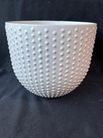 White Ceramic Hobnail Planter Pot Nocal Portugal (A