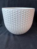 White Ceramic Hobnail Planter Pot Nocal Portugal (A)