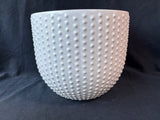 White Ceramic Hobnail Planter Pot Nocal Portugal (A)