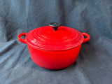 Le Creuset France #20 Red Enamel Dutch Oven 2 3/4 QT With Lid *Read Description*