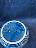 Pair Of Glazed Blue Pottery Mugs