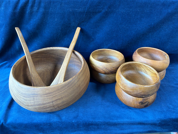 Julie Pomerantz Solid Teak GoodWood Salad Set Thailand 7- Piece
