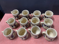 Wick-Werke Germany Stoneware Cobalt Stein Grape Potttery Punch Bowl With 12 Cups