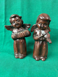 Wooden Angel Musicians Figurine Set Of 2