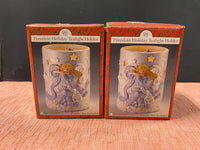 Set Of 2 Holiday Porcelain Tea-light Holders