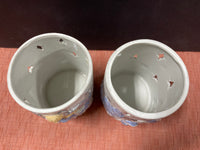 Set Of 2 Holiday Porcelain Tea-light Holders