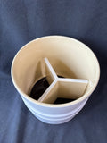 RSVP International Oversized Stoneware Tool Crock With Removable 3-Section Divider