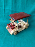 Wooden Handcrafted Toy Golf Cart with Golf Bags & Clubs
