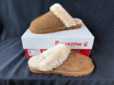 BEARPAW LOKI II Hickory Brown Suede Shearling Logo Slippers Women’s Size 9 (C)