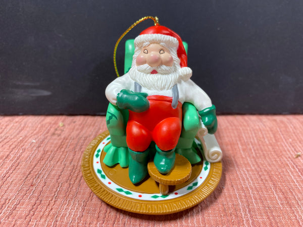 1991 National Rennoc Sleeping Santa Chair Christmas Tree Ornament