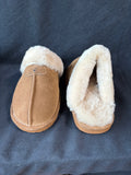 BEARPAW LOKI II Hickory Brown Suede Shearling Logo Slippers Women’s Size 9 (C)