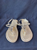 Arturo Chiang Embellished Jeweled T Strap Flat Sandals Women Size 8M (D)*Read Description*