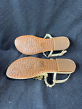Arturo Chiang Embellished Jeweled T Strap Flat Sandals Women Size 8M (D)*Read Description*