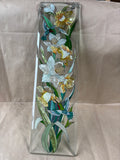 Decorative Hummingbird & Floral Stained Glass Hanging Panel