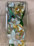 Decorative Hummingbird & Floral Stained Glass Hanging Panel