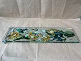Decorative Hummingbird & Floral Stained Glass Hanging Panel
