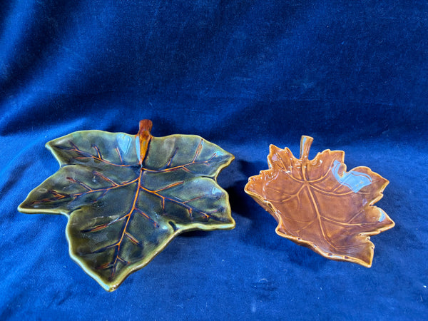 Pair Of Pottery Barn Harvest Leaf Serving Dishes