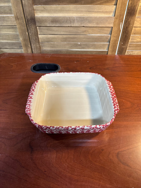 Gerald Henn Pottery Red Spongeware Baking Casserole Dish