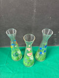 Lot Of 3 Twos Company Hand Painted Floral Clear Glass Bud Vases