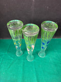 Lot Of 3 Twos Company Hand Painted Floral Clear Glass Bud Vases