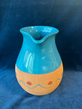 Handmade Red Clay Terracotta Pottery Pitcher With Teal Drip Glaze