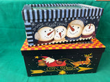2-Piece Christmas Decorative Gift Box Lot – Santa & Snowman Designs *Read Description*