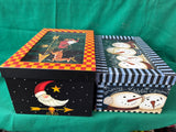 2-Piece Christmas Decorative Gift Box Lot – Santa & Snowman Designs *Read Description*