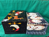 2-Piece Christmas Decorative Gift Box Lot – Santa & Snowman Designs *Read Description*